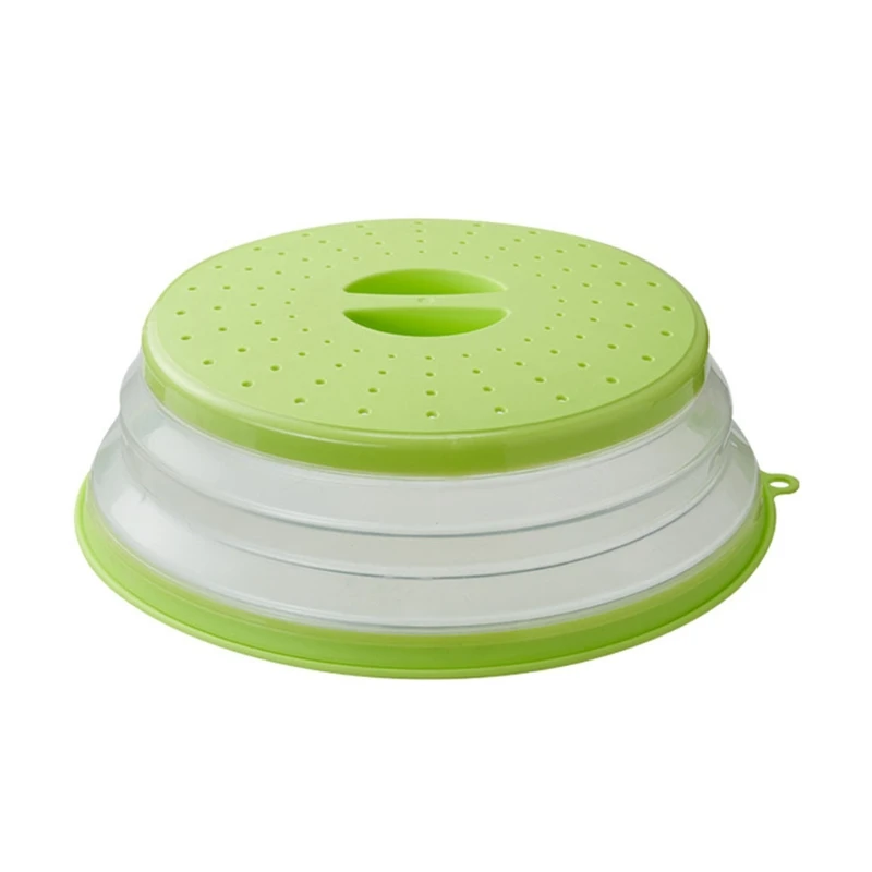 

P8DE Vented Collapsible Microwave Lid Splatter Proof Food Plate Cover Grip Handle