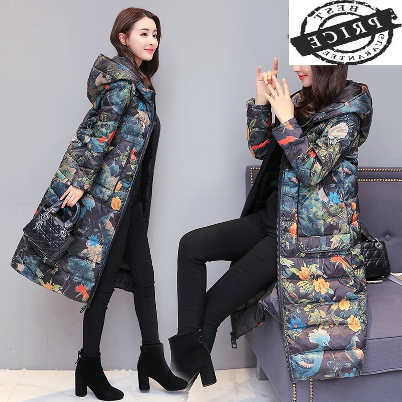 

Зимняя куртка-пуховик, для женщин, длинная куртка-пуховик для девочек, длинный пуховик для девочек, с рисунком, с капюшоном, теплая одежда дл...