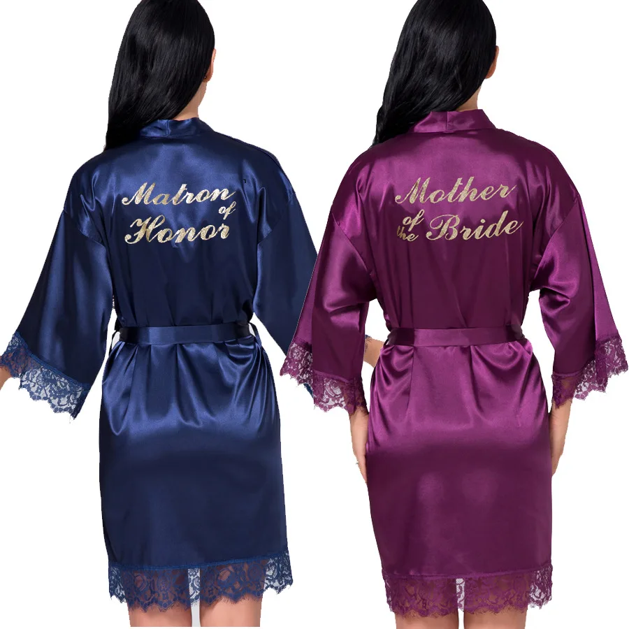 Горячая штамповка золотых букв сексуальная Шелковая пижама с кружевом женские