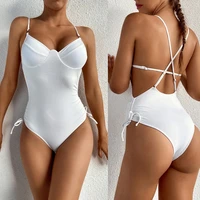 thong 2021 sexy one piece swimsuit solid female white swimwear women backless brazilian monokini bathing beach swimming suit
