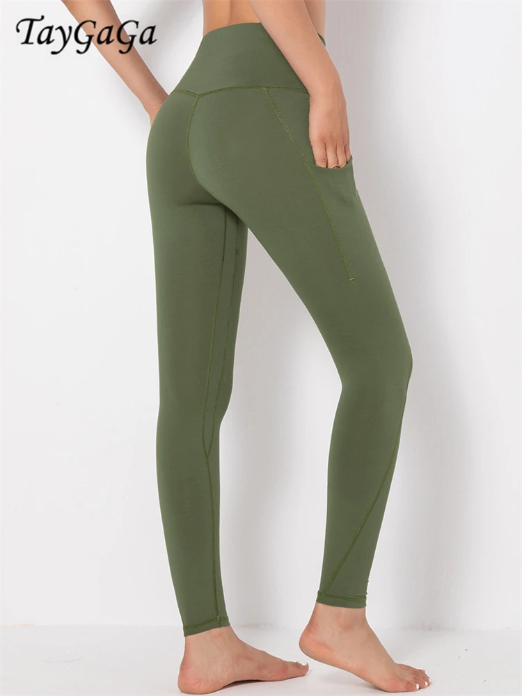 Taygaga 2022 New High Waist Hip Lifting Nude Yoga Pants Women's  Quick Drying Tight Fitting Running Sports Peach Fitness Pants