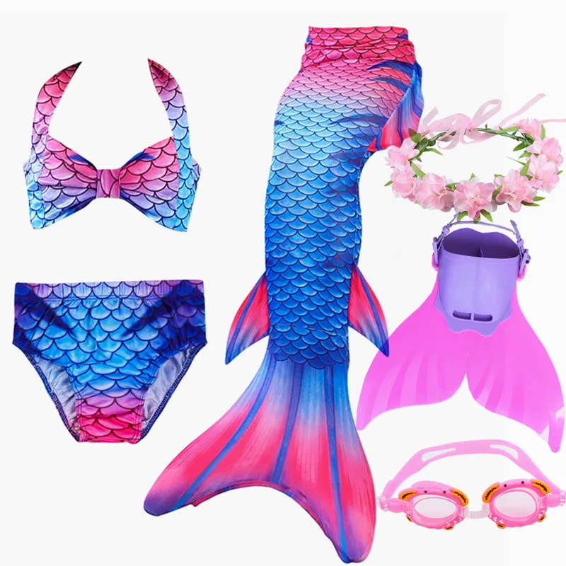 Детский хвост русалки для купания с моновинкой девочек Ариэль купальный костюм