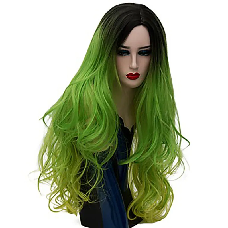 HAIRJOY-Peluca de cabello sintético para mujer, pelo largo ondulado degradado, para Cosplay, púrpura, azul, verde, rosa, arcoíris, 23 colores disponibles