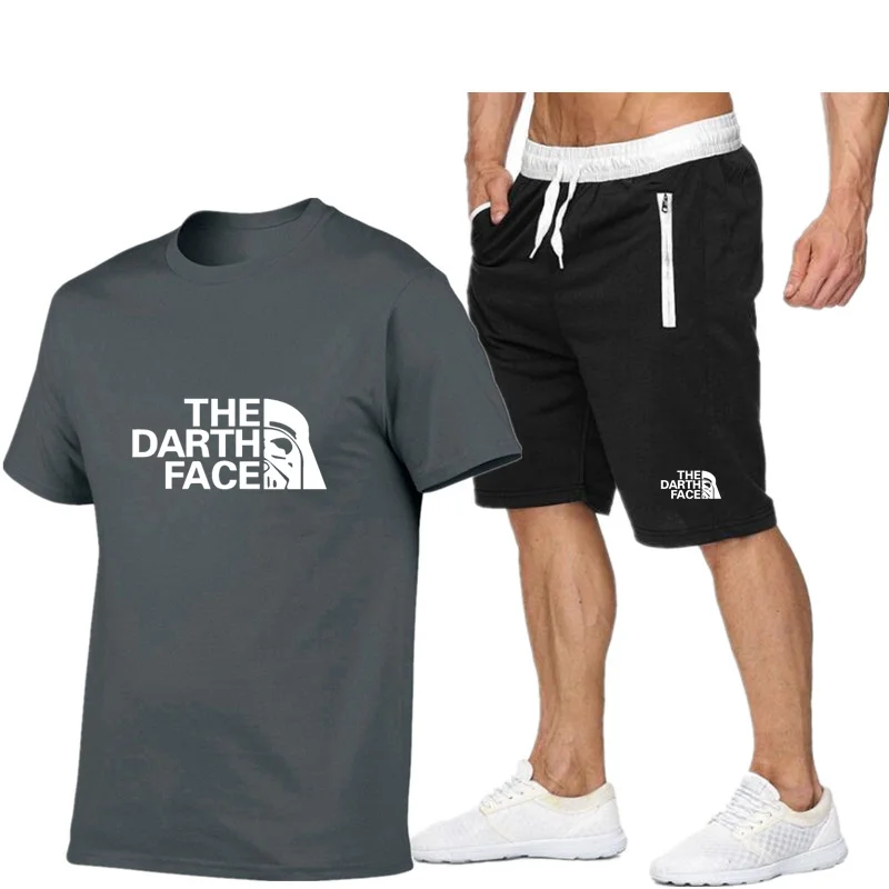 

Hot selling fashion brand cotton T-shirt sports suit outdoor sports leisure running short-sleeved shorts 2-piece set S-2XL