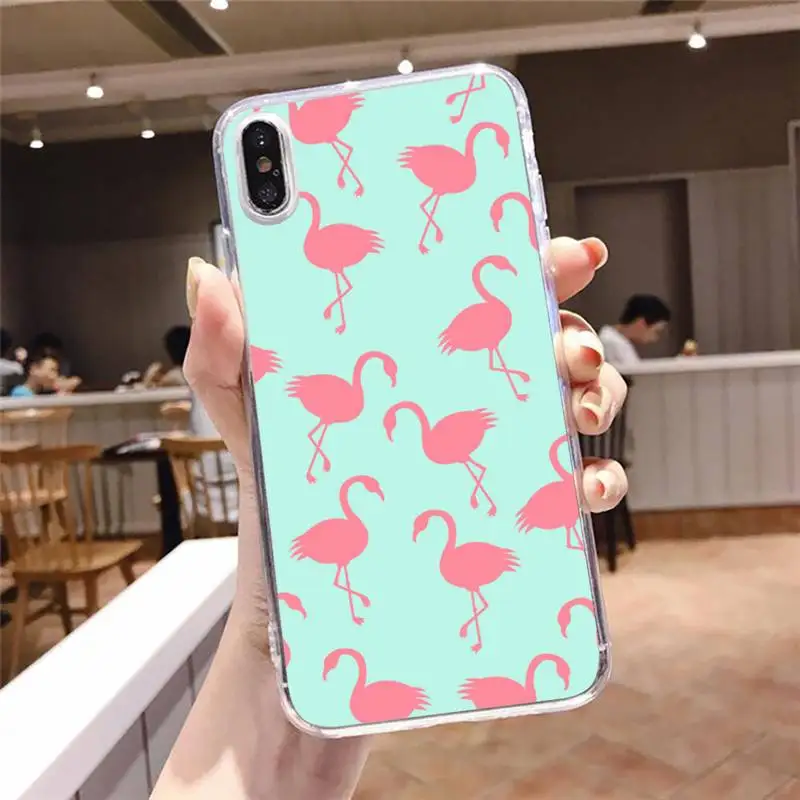 

Flamingo Pink animal Phone Case Transparent soft For iphone 5 5s 5c se 6 6s 7 8 11 12 plus mini x xs xr pro max