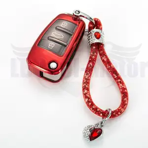 hot tpu bright plating soft silicone key cover case key chain buckle for audi q3 a4l a6l q5 q7 a1 a3 car flip key cover