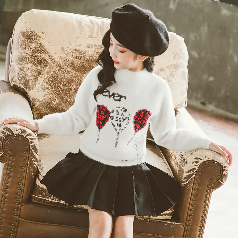 

Children Sweaters Autumn Fall Winter Soft Warm Baby Girls Clothes Top Pullover Outfits Teenagers Knitwear