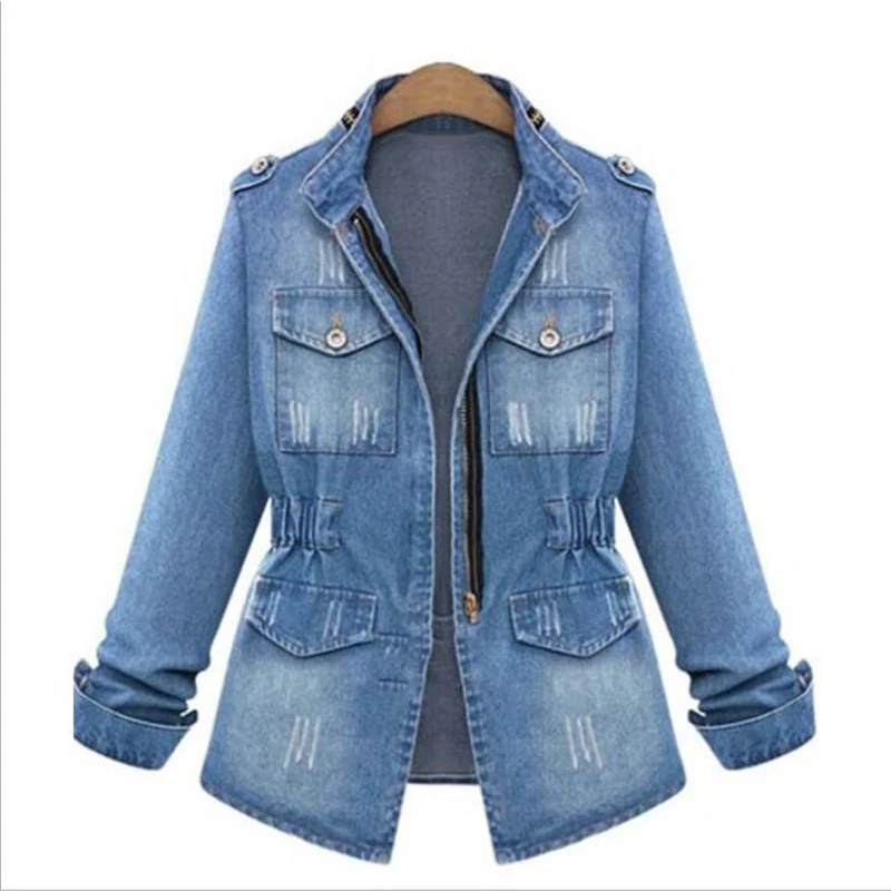 Женская джинсовая куртка простая Базовая новая облегающая стрейчевая пикантная