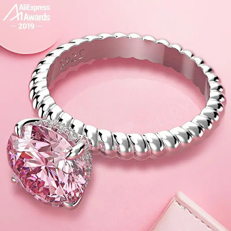 Кольцо из серебра 925 пробы с круглым бриллиантом свадебное Ювелирное Украшение