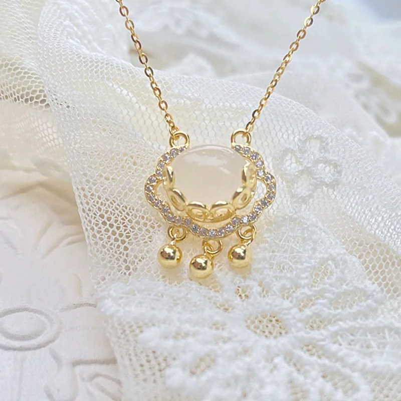 

VENTFILLE 925 Sterling Silver Longevity Lock Necklace for Women Retro Auspicious Clouds Wishful Peace Clavicle Chain Jewelry