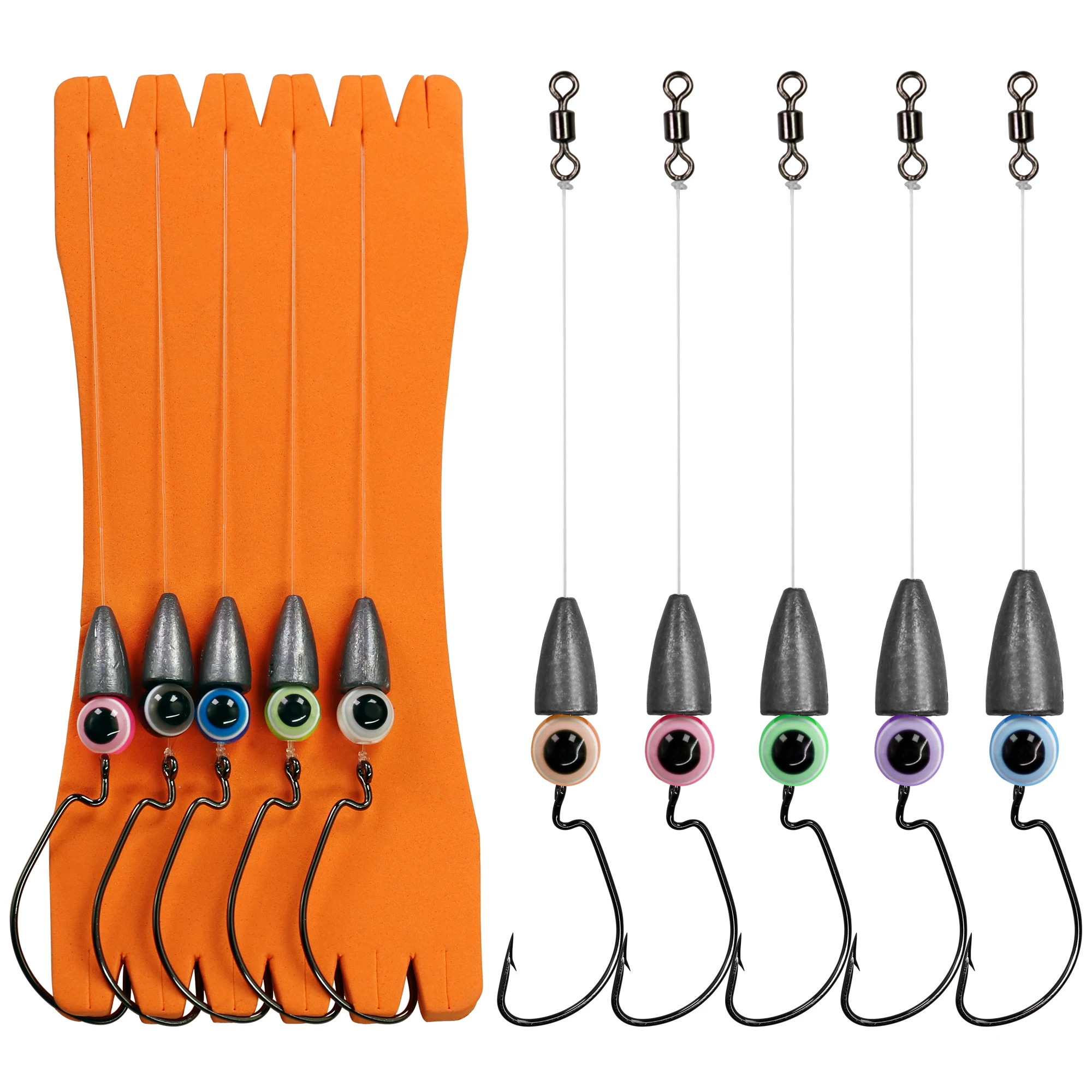 

5pcs/lot Texas Rig Set For Bass Fishing Carolina rig Kit Fishing Tackle