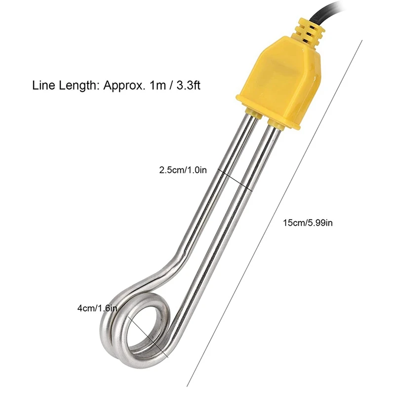 

1000W Mini Water Heater Immersion Electric Water Heated Boiler Kitchen Bathroom Swimming Pool Water Heater