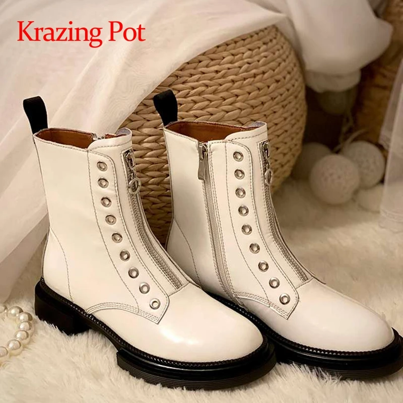 Мотоциклетные ботинки Krazing pot из натуральной кожи с круглым носком на среднем