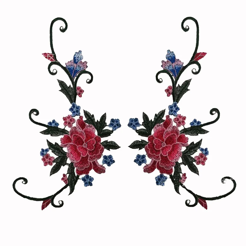 

1 Pair Fabric Embroidered Flower Patch Clothes Stickers Bag Sew On Applique DIY Apparel Sewing Clothing Accessories