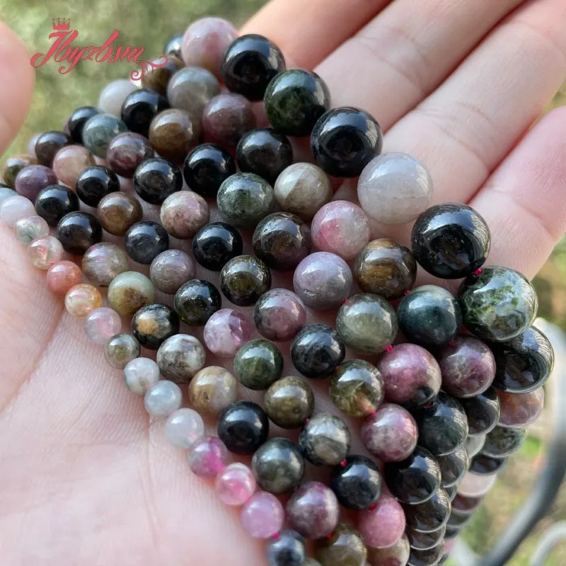 

6,8,10,12mm Round Smooth Beads Natural Genuine Multicolor Tourmaline Stone Loose Beads for DIY Necklace Bracelats Jewelry Making