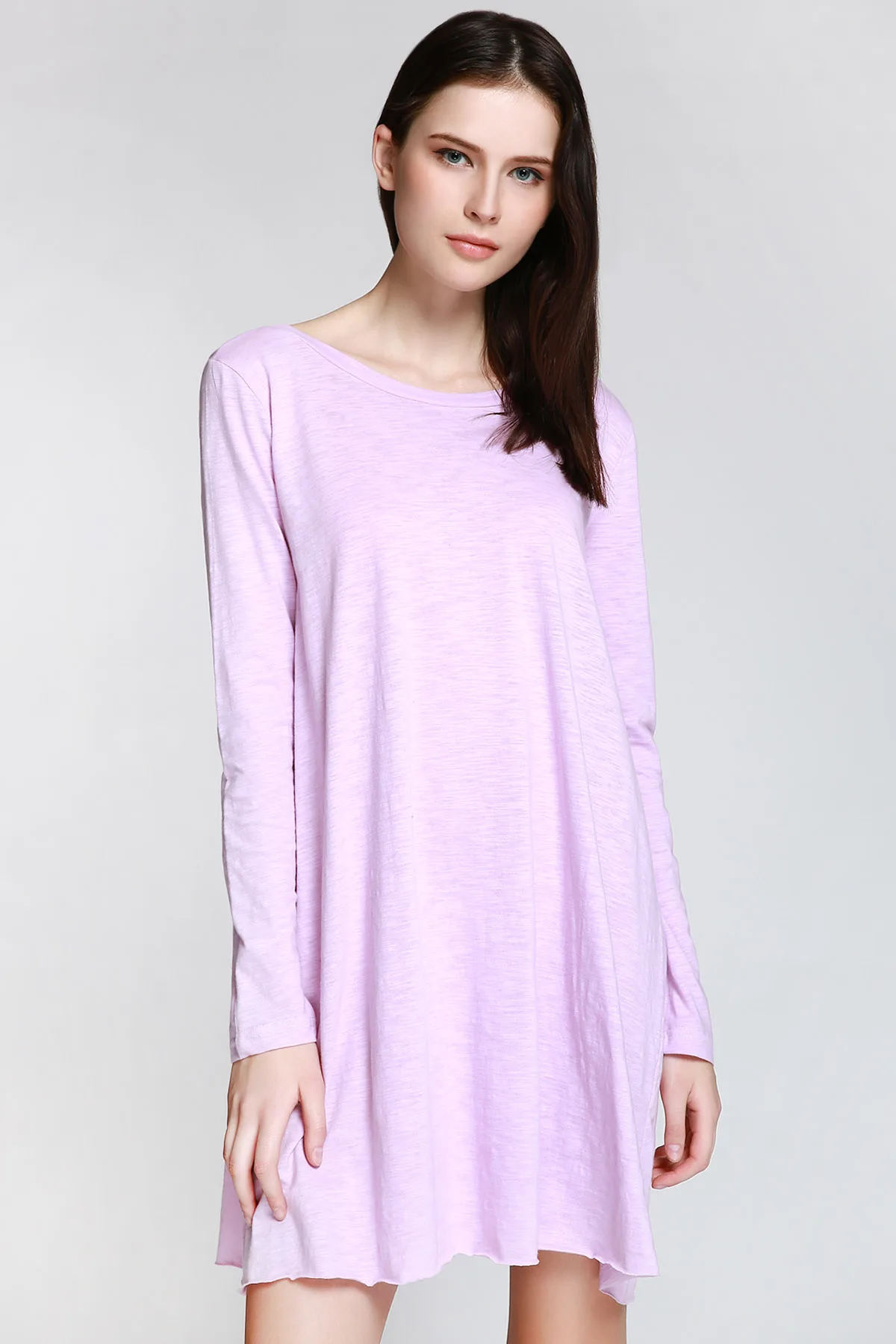 ZAFUL осеннее женское свободное платье повседневное фиолетовое мини с овальным