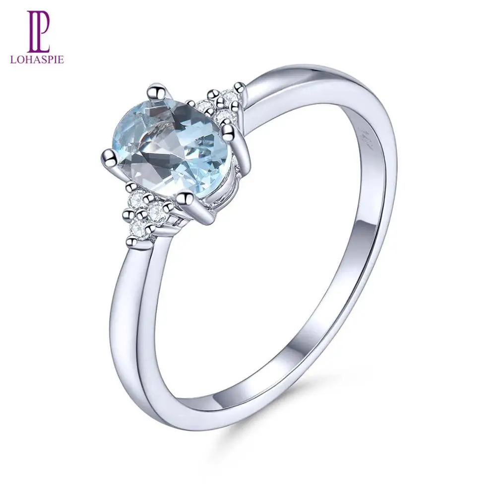 Кольцо Lohaspie из настоящего белого золота с 14 каратами натуральный драгоценный