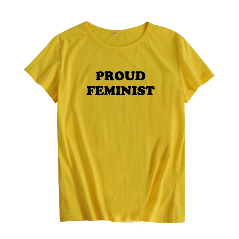 Proud Feminist T Shirt 2018 New Arrival Text Printed Hipster Women tshirt Harajuku Slogan Tee Femme Black White | Женская одежда