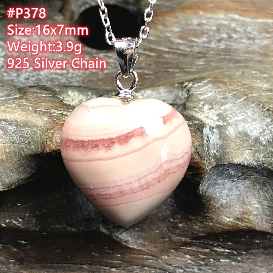 

Natural Heart Red Rhodochrosite Necklace Pendant Jewelry For Women Men Luck Stone Crystal Beads 925 Silver Chains Gemstone AAAAA