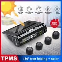 tpms solar power tyre pressure monitoring system with 4 sensors lcd real time display car tire pressure auto alarm system