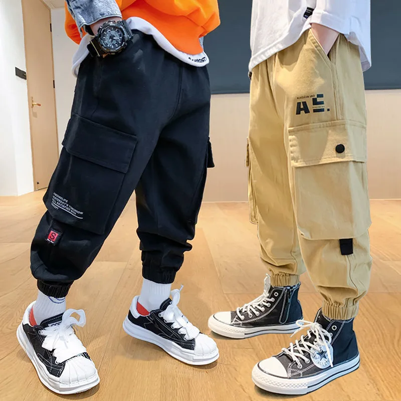 

Boys Sport Pants Casual 2021 Kids Spring Trousers Letter Print Teen Sweatpants For Boy Autumn Children Black Clothing 4-13 Years