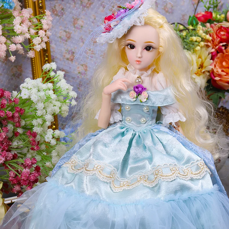DBS 1/4 45 см DQ принцесса куклы по имени Сильвия включает элегантное платье парики Shose