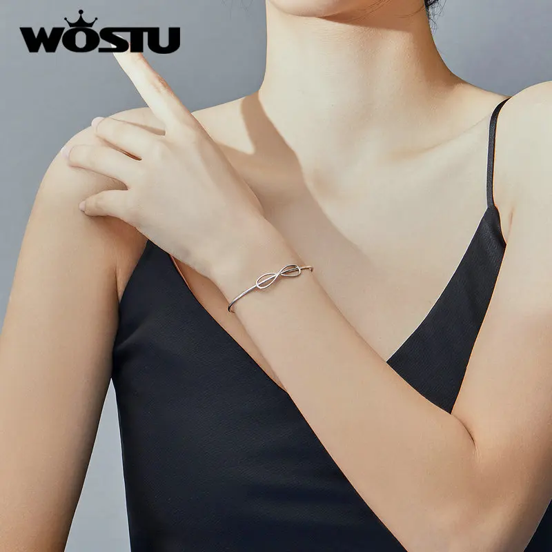 WOSTU 100% Настоящее серебро 925 пробы прекрасный браслет с бантом простой дизайн 2020