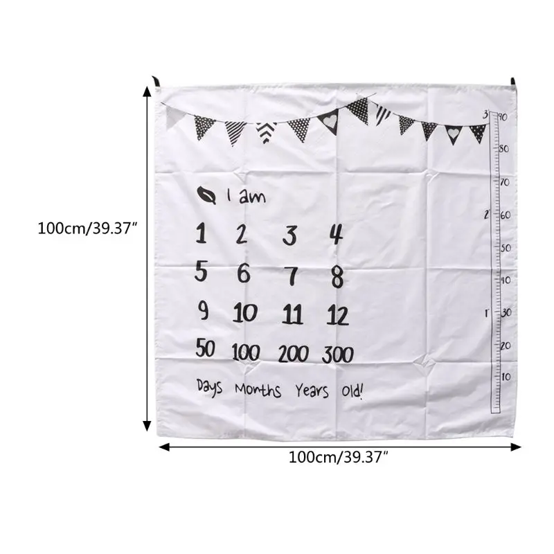 

100x100cm Baby Milestone Blankets Muslin Newborn Photography Background Props Infant Swaddle Wrap Bed Quilt Kids Bath Towel