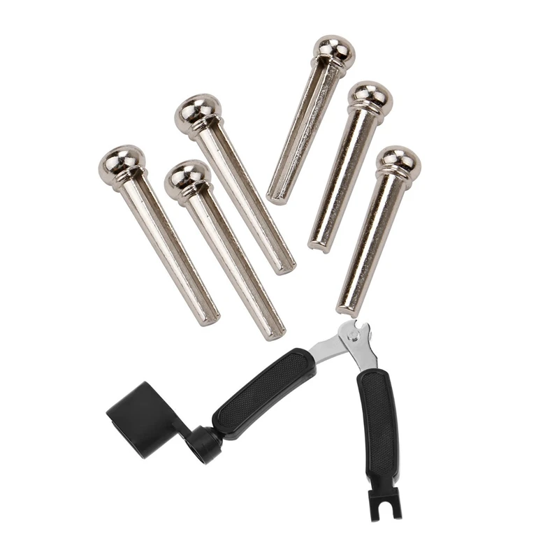 6x Акустическая гитара мостовой шнур гвоздики и 1x3 в 1 гитарный штифт намотка +