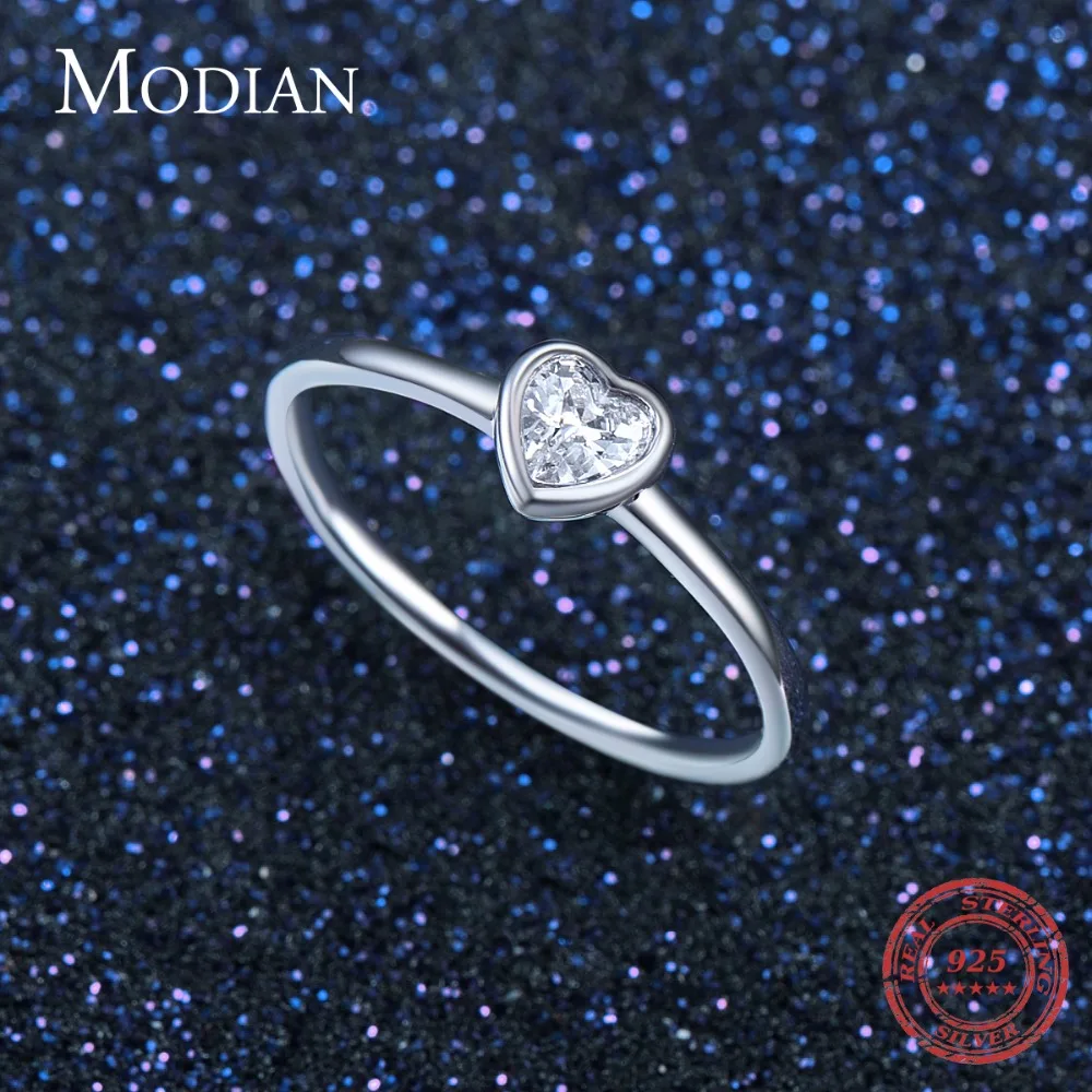 Женское кольцо Modian из настоящего серебра 925 пробы классическое на палец с
