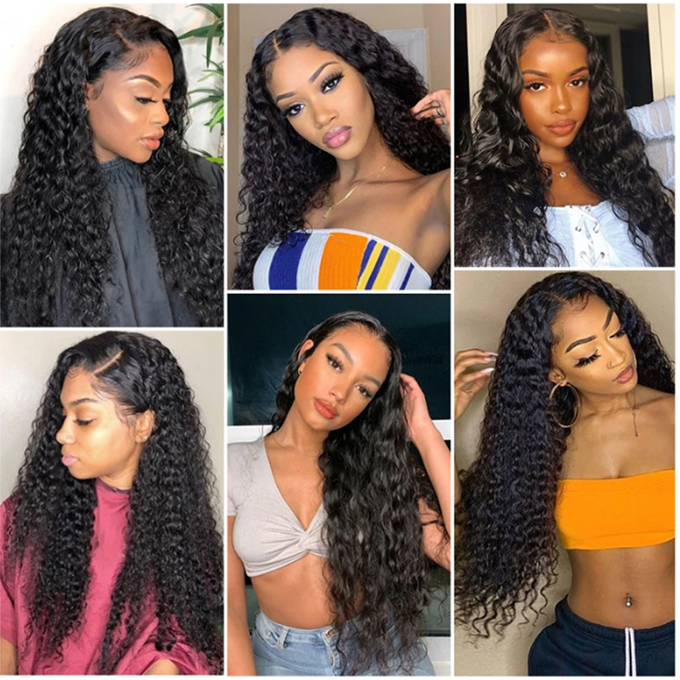 

26 Inches Long Curly Natural Black Brazilian Human Hair Lace Front Wigs With Baby Hair For Black Women Daily Wear
