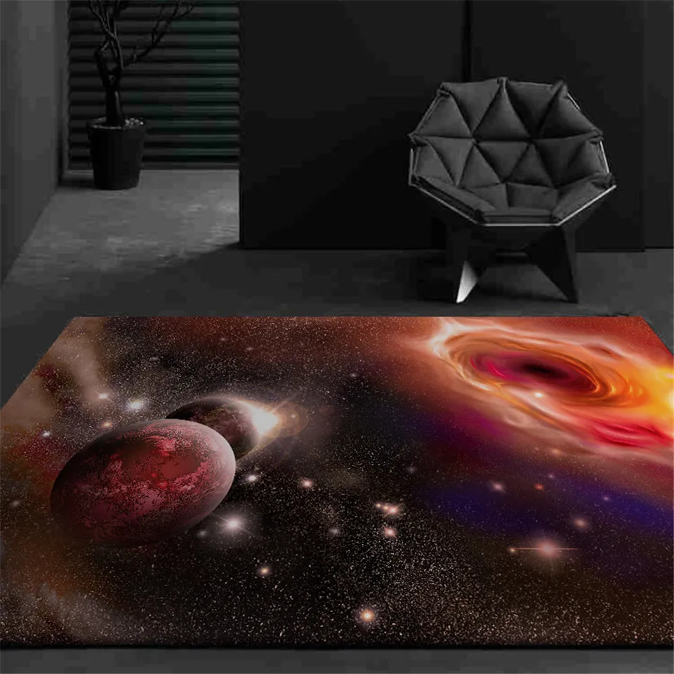 

Wishstar 3D Colorful Space Planet Carpet Living Room Modern Star Sky Pattern Machine Washable Carpet Beside Rug Kids Room