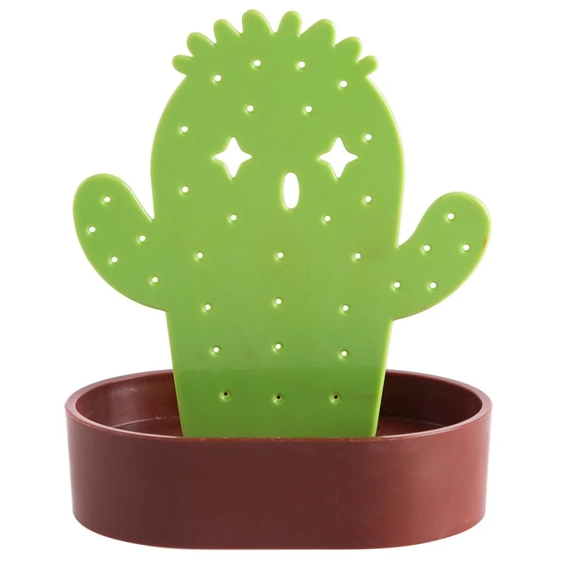 1 шт. пластиковая вешалка органайзер в форме кактуса для сережек колец и