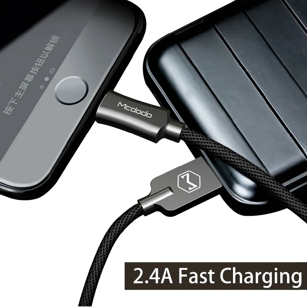 MCDODO USB кабель для iPhone 12 11 Pro XS Max XR X 8 7 6s iPad 2.4A быстрой зарядки и передачи данных
