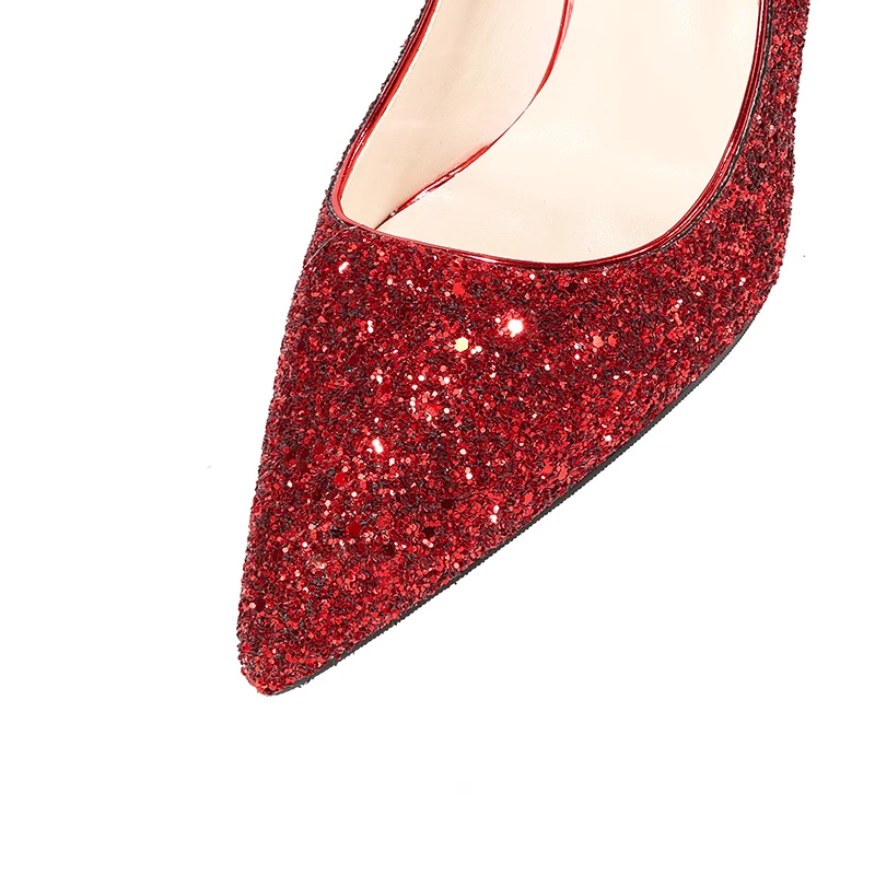 Новинка 2019 года женские пикантные туфли лодочки блестящие с блестками на высоком