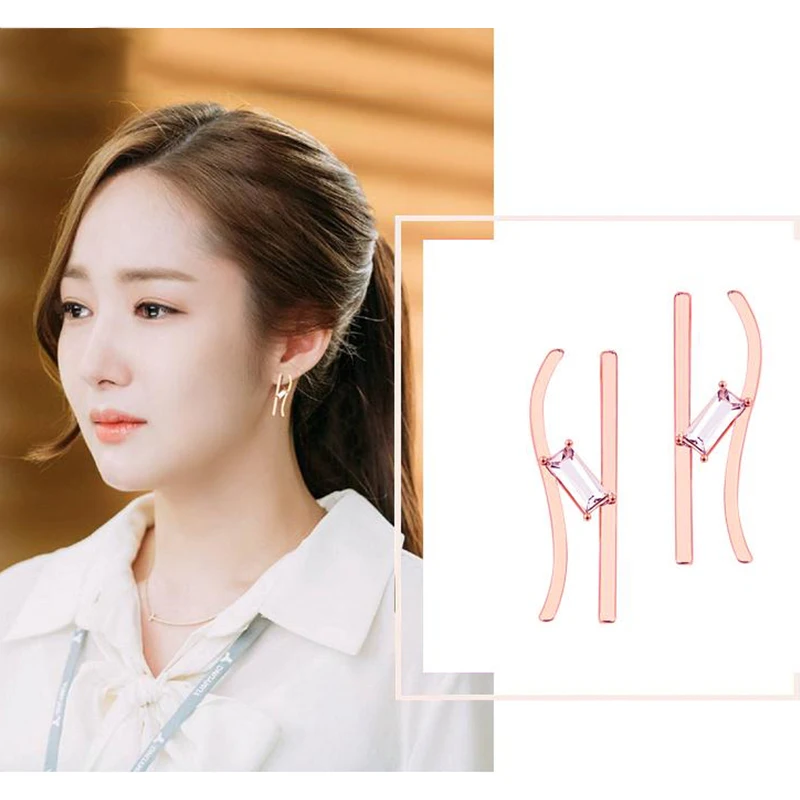 Женские серьги гвоздики с фианитами корейские элегантные в форме Креста