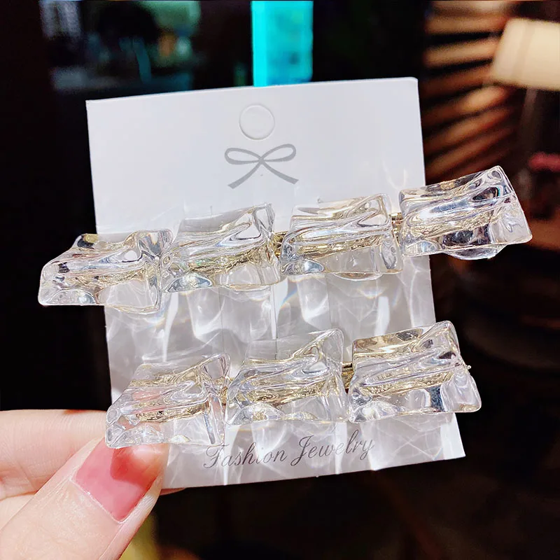 

New Women Girls Cute Heart Geometric Barrettes Transparent Barrettes Sweet Hair Clips Hairpins Headband Fashion Hair Accessories