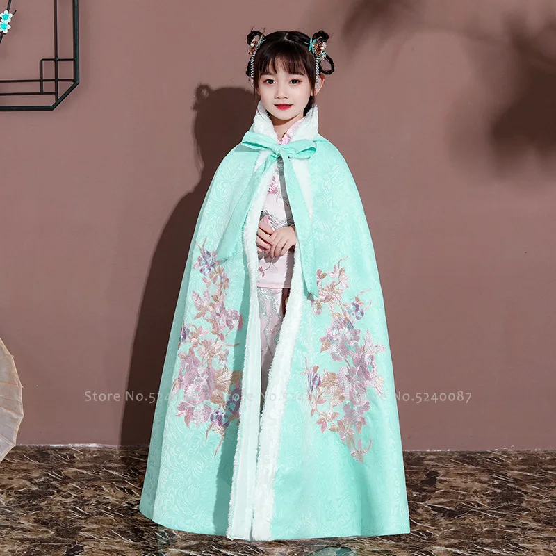 Китайская традиционная накидка с вышивкой для маленьких девочек Hanfu детская