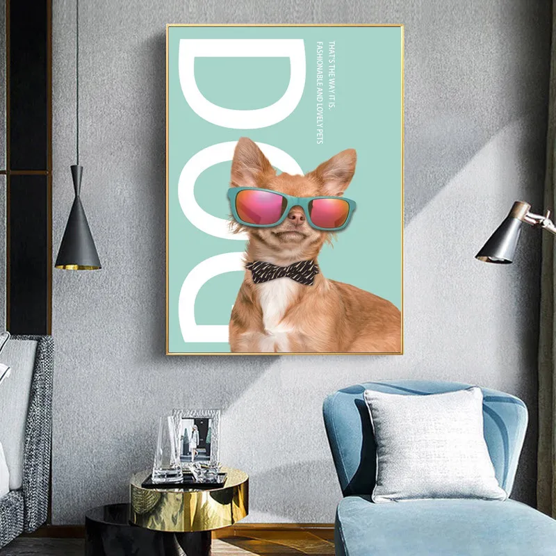 Картина на холсте с мультяшными животными в очках котятами креативная роспись