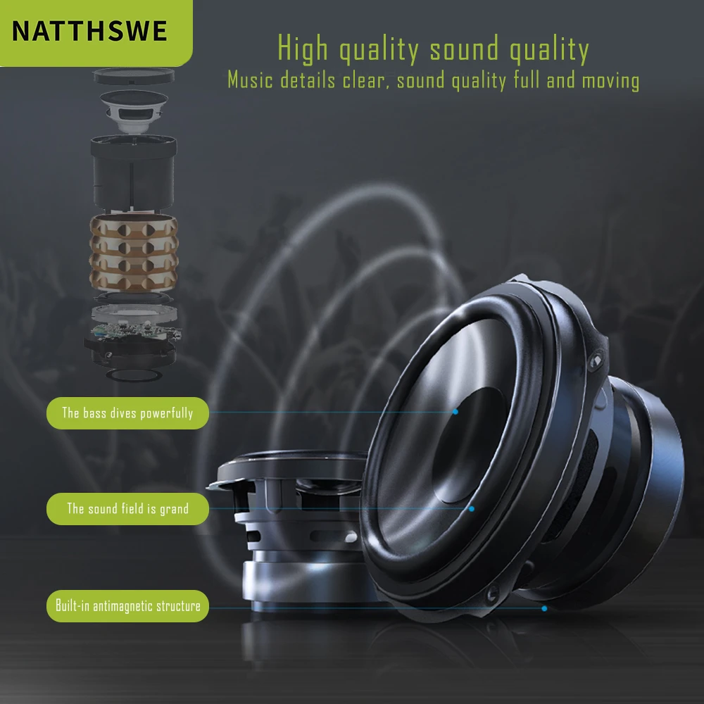 Bluetooth-Колонка NATTHSWE металлическая Беспроводная портативная мини-колонка с