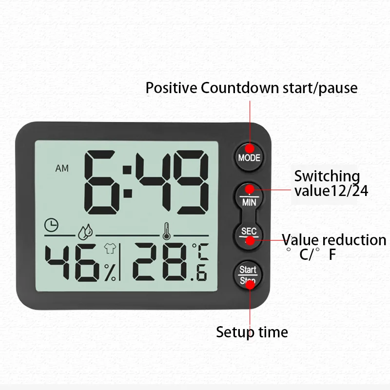 Цифровой будильник таймер Термогигрометр для помещения с ЖК дисплеем бытовые