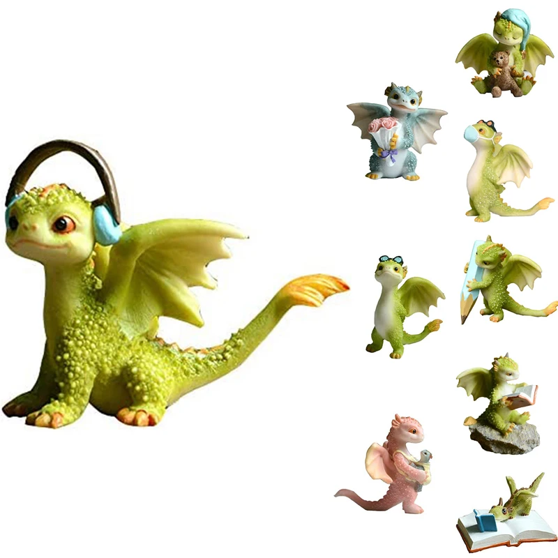 

Fairy Garden Dragon Figurine- Cute Cartoon Little Dragon Ornament