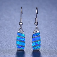 fashionable modern women unique style bride wedding drop earrings bohemian inlaid opal blue imitation fire opal earrings