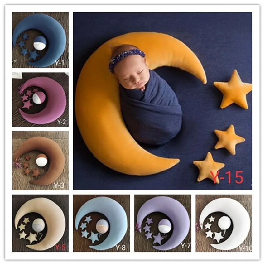 

Baby Hat Posing Beans Moon Pillow Stars Set Newborn Photography Props Infants Photo Shooting Accessories