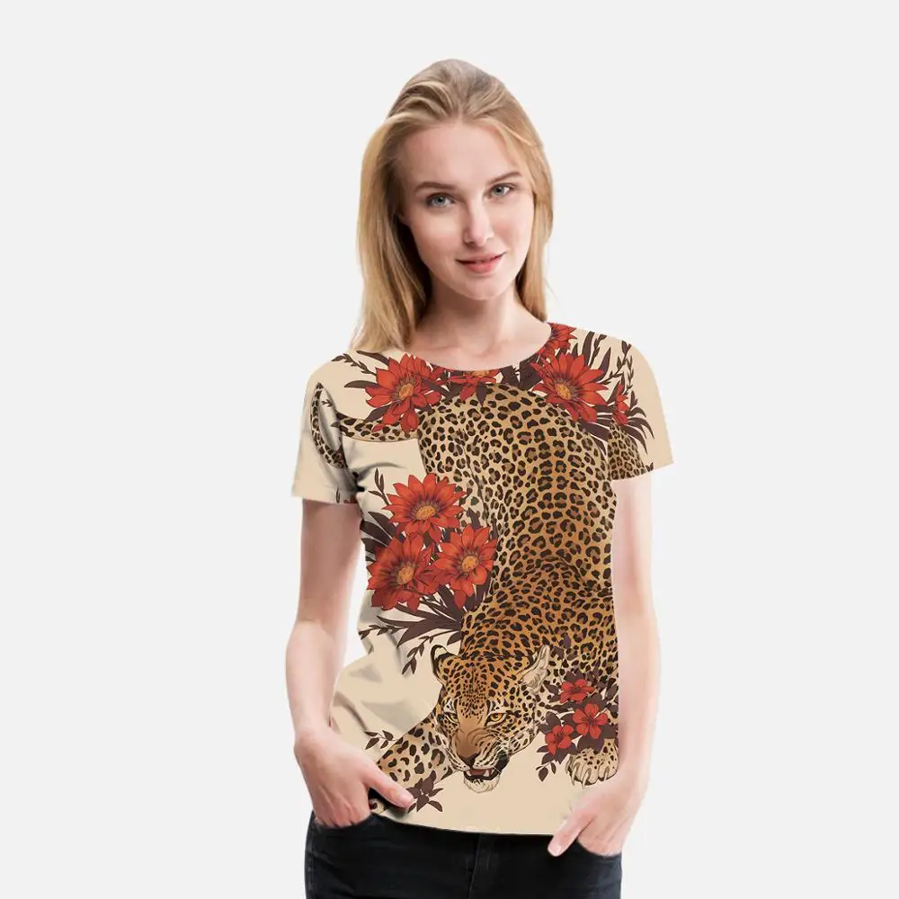 Модные 3D с леопардовым принтом на каждый день в стиле Харадзюку для женщин Летняя