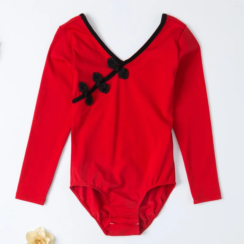 

Kids Ballet Dance Suit Long Sleeve Chinese Dance Costume Cotton Gymnastics Clothes Dancewear Gymnastics Bodysuit For Dancing