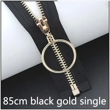 85cm black gold Meetee 5#85 см 120 см Металлические молнии открытый конец двойной/sigle кольцо Ползунки молния для шитья пальто куртка молния одежда аксессуары - Цвет: 85cm black gold