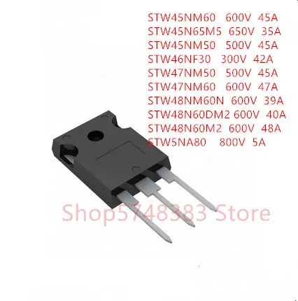 10 шт./лот STW45NM60 STW45N65M5 STW45NM50 STW46NF30 STW47NM50 STW47NM60 STW48NM60N STW48N60M2 STW48N60DM2 stw5na247-80 | Электроника