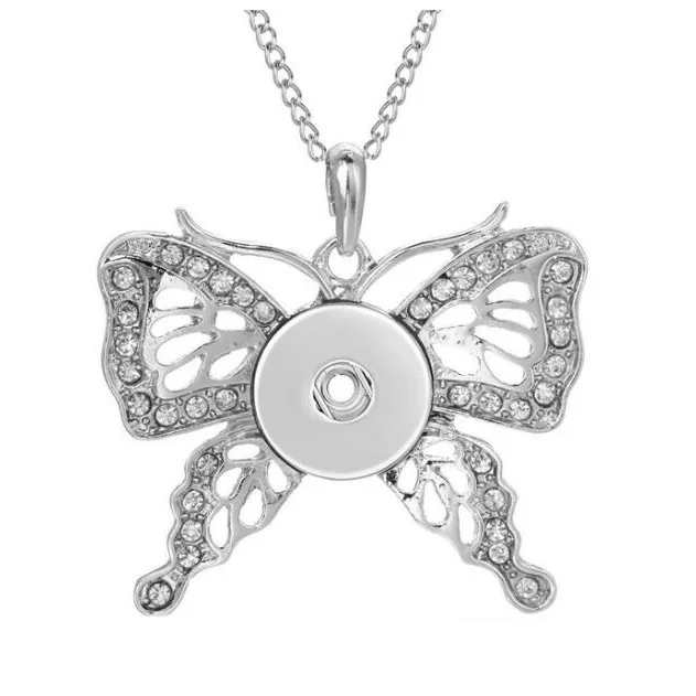 New Butterfly Snap Pendant Necklace 18mm Button Jewelry Interchangeable With Chain | Украшения и аксессуары