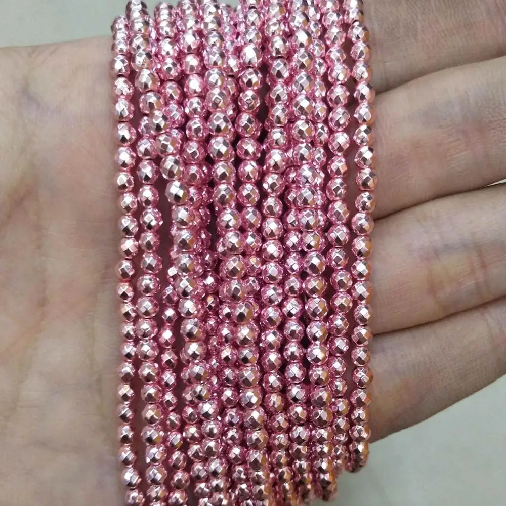 Pink Hematite Граненые 2 мм бусины из натурального камня розовый кристалл кварца лазурит Агаты драгоценные камни бусины для самостоятельного изготовления ювелирных изделий браслет ожерелье - Цвет: Pink Hematite